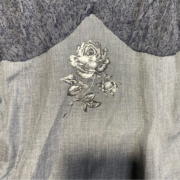 Odd Molly Uncorporated Grey Rose Print Feminine Boho Flowery Pocket Dress 3 - Picture 4 of 15